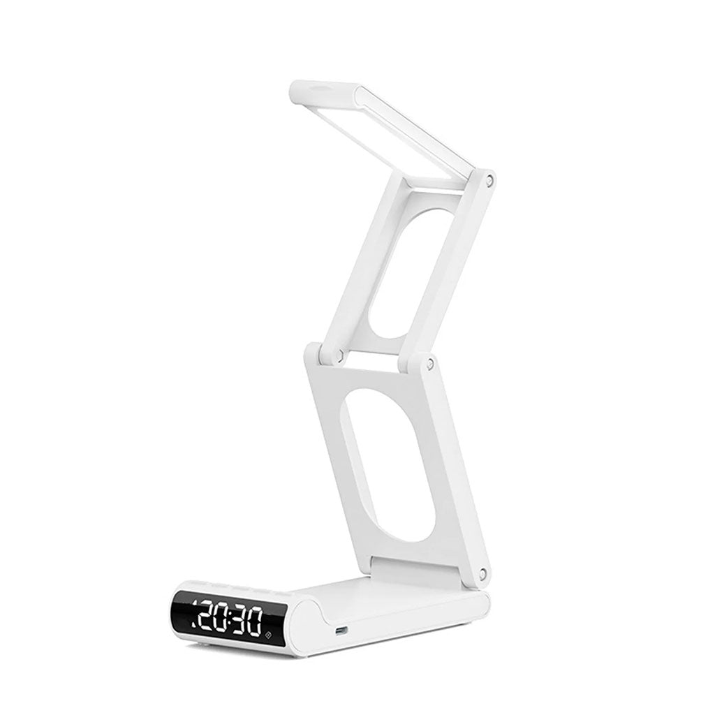 Lampe de bureau rechargeable sans fil avec réveil LED et power bank 5000 mAh – مصباح مكتب ومصباح مع شاحن متنقل