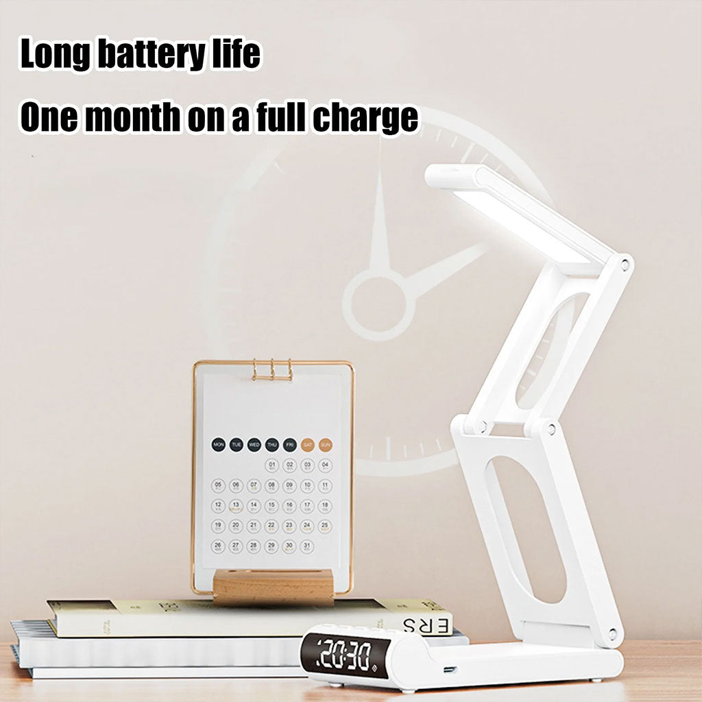 Lampe de bureau rechargeable sans fil avec réveil LED et power bank 5000 mAh – مصباح مكتب ومصباح مع شاحن متنقل