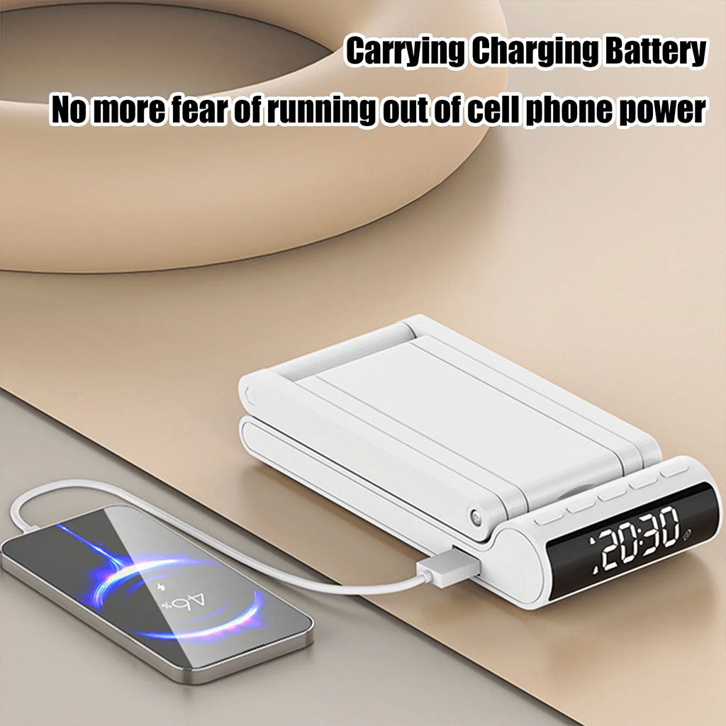 Lampe de bureau rechargeable sans fil avec réveil LED et power bank 5000 mAh – مصباح مكتب ومصباح مع شاحن متنقل