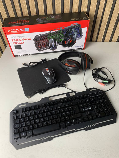 Nova Tech Pack Gaming 4en1 – Ensemble Complet Clavier, Souris, Casque Tapis - مجموعة أدوات الحاسوب كاملة