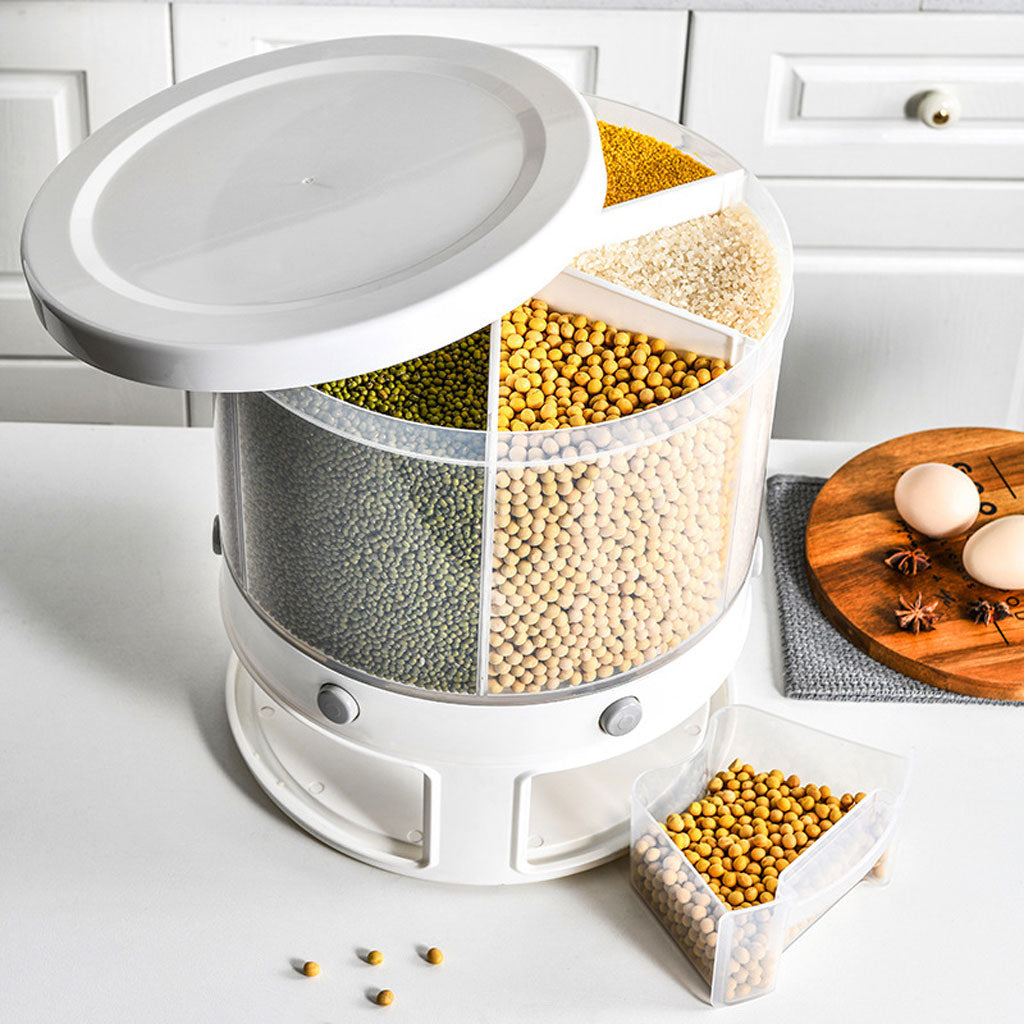 Distributeur de nourriture e récipient de stockage de céréales rotatif – حامل حبوب قابل للدوران تنزوت