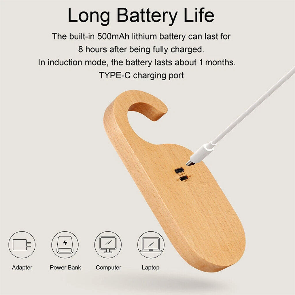 Veilleuse de porte en bois portable avec détecteur de mouvement – مصباح مقبض الباب