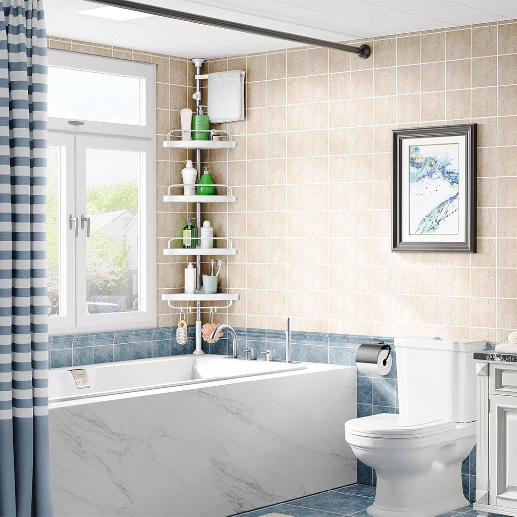 Étagère de douche d’angle à 4 niveaux réglable 260cm – رف حمام قابل للتعديل تنزوت