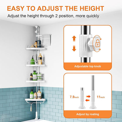 Étagère de douche d’angle à 4 niveaux réglable 320cm – رف حمام قابل للتعديل تنزوت