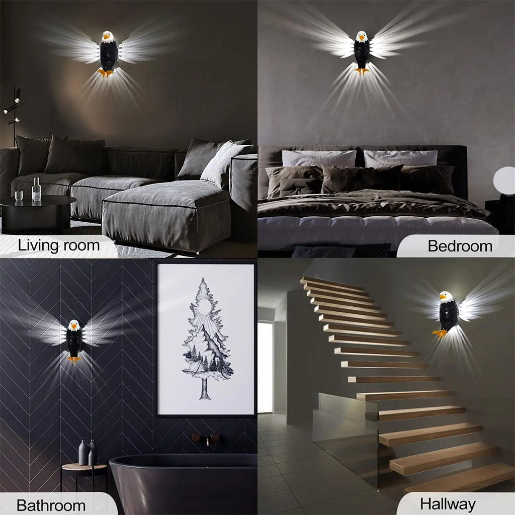 Applique murale LED en forme d’aigle à tête blanche Rechargeble avec Télécommande – مصباح ديكور على شكل نسر