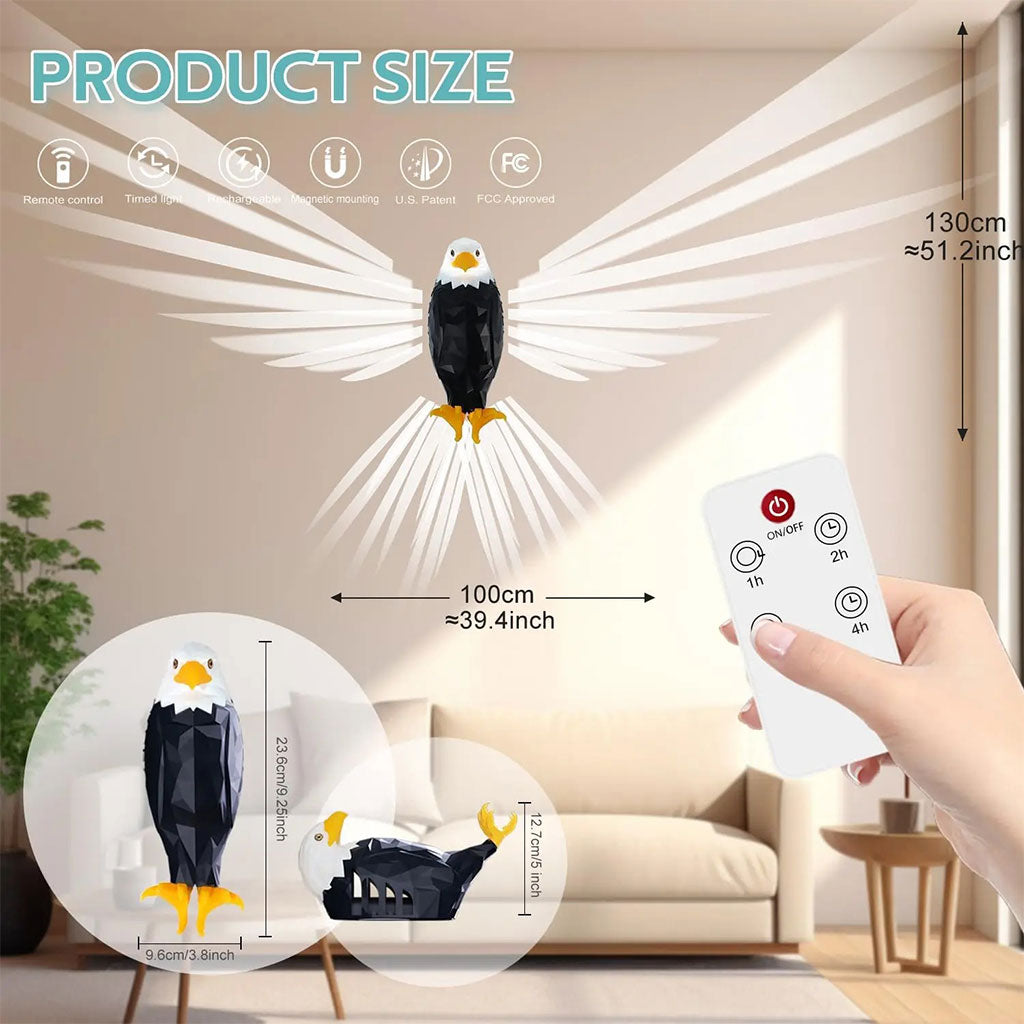 Applique murale LED en forme d’aigle à tête blanche Rechargeble avec Télécommande – مصباح ديكور على شكل نسر