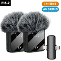 Double Microphone Sans Fil Professionnel 2en1 pour iPhone et Android F15-2 – ميكروفون لاسلكي 2قطع متعدد المنافذ