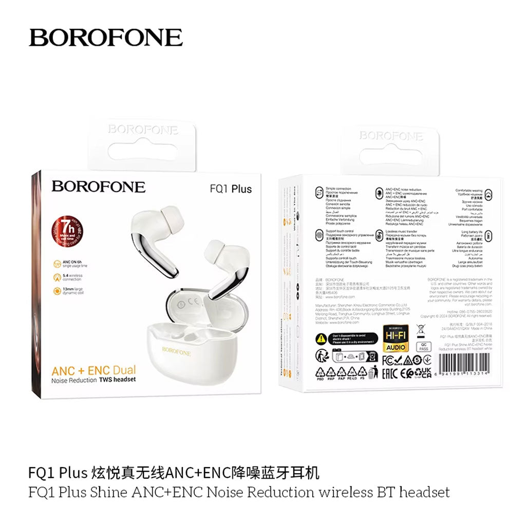 Écouteurs sans fil Bluetooth V5.4 FQ1 Plus ANC BOROFONE – سماعات أذن لاسلكية