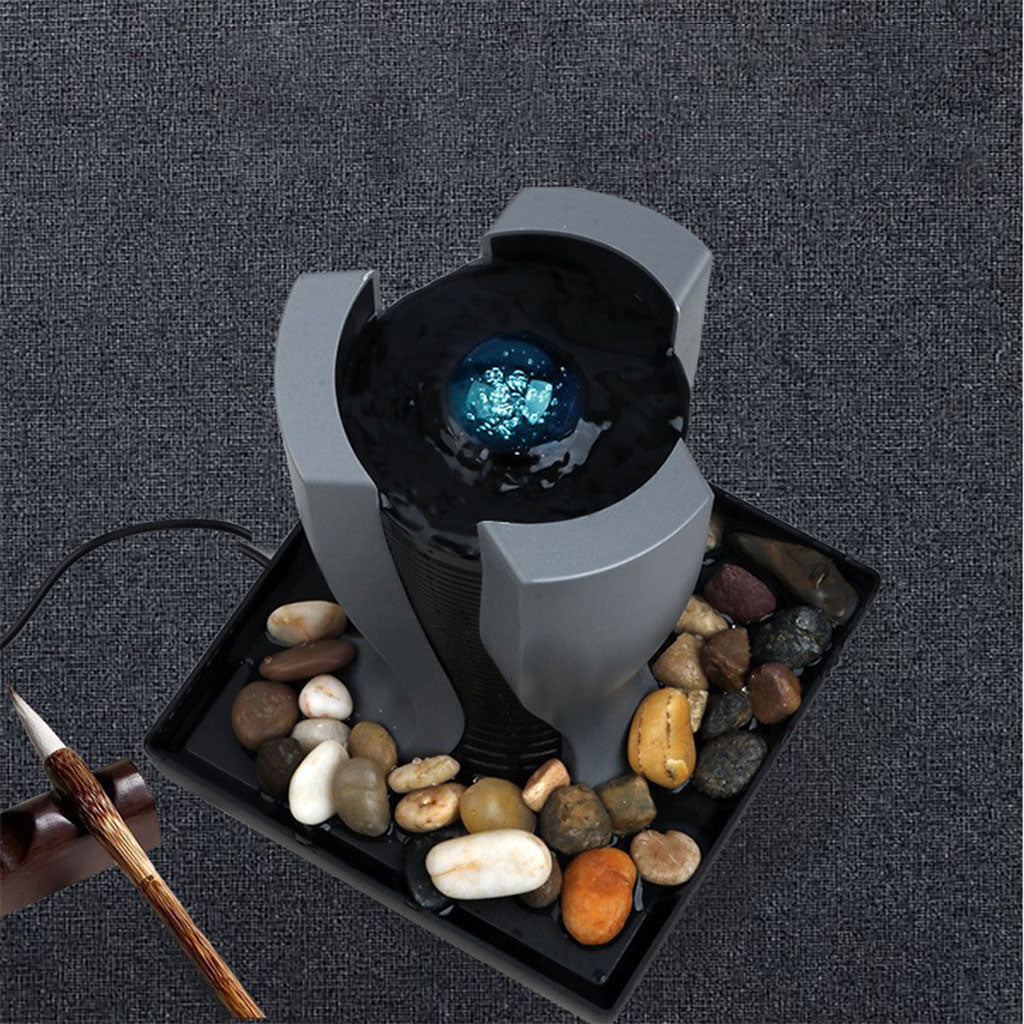 Fontaine à eau en forme de tour cascade avec boule de cristal et éclairage LED V6