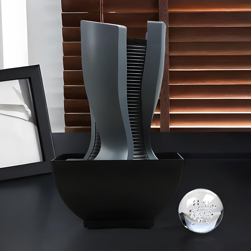 Fontaine à eau en forme de tour cascade avec boule de cristal et éclairage LED V6