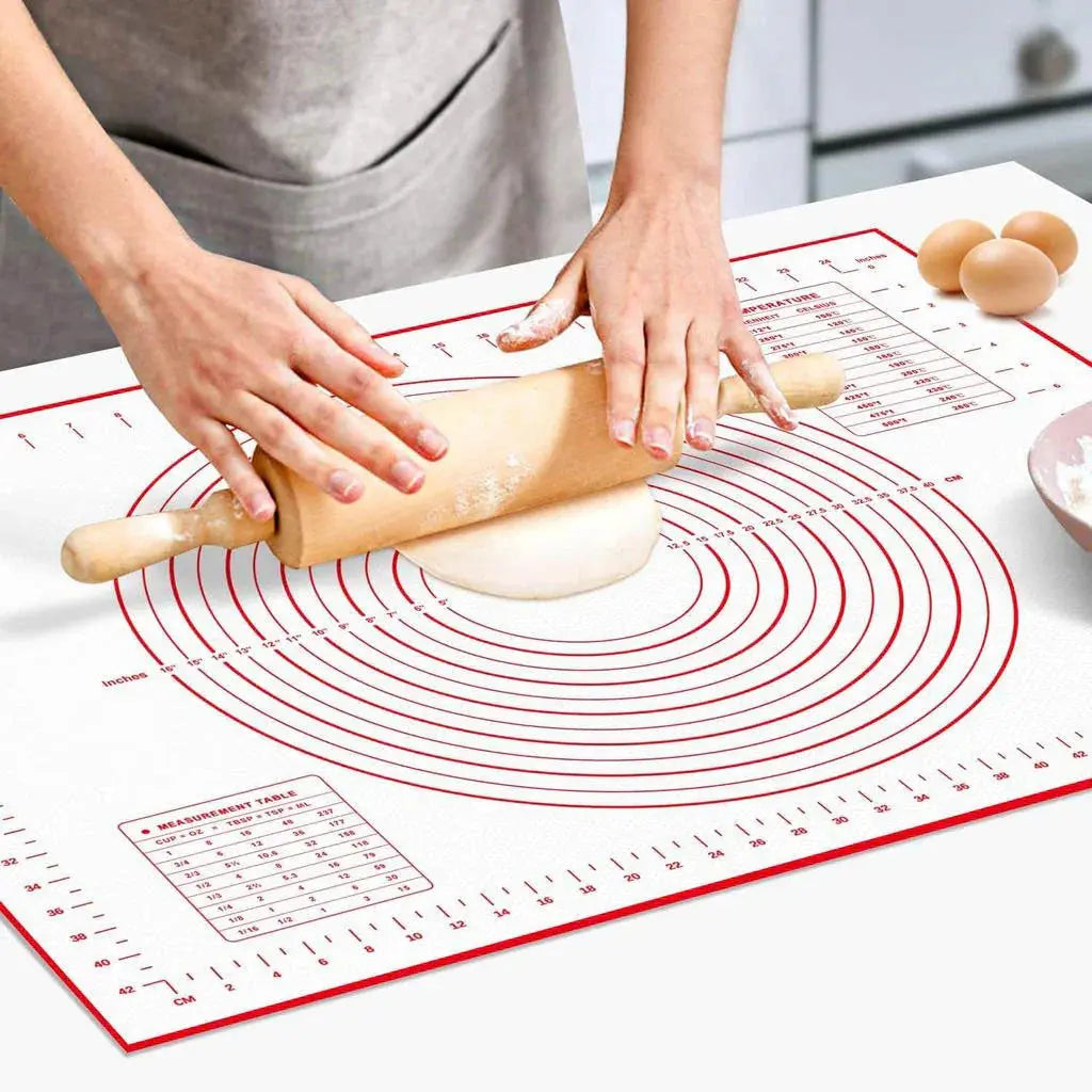 Tapis de pâtisserie en silicone avec graduations pour étaler la pâte – بساط تحضير الحلويات - تنزوت
