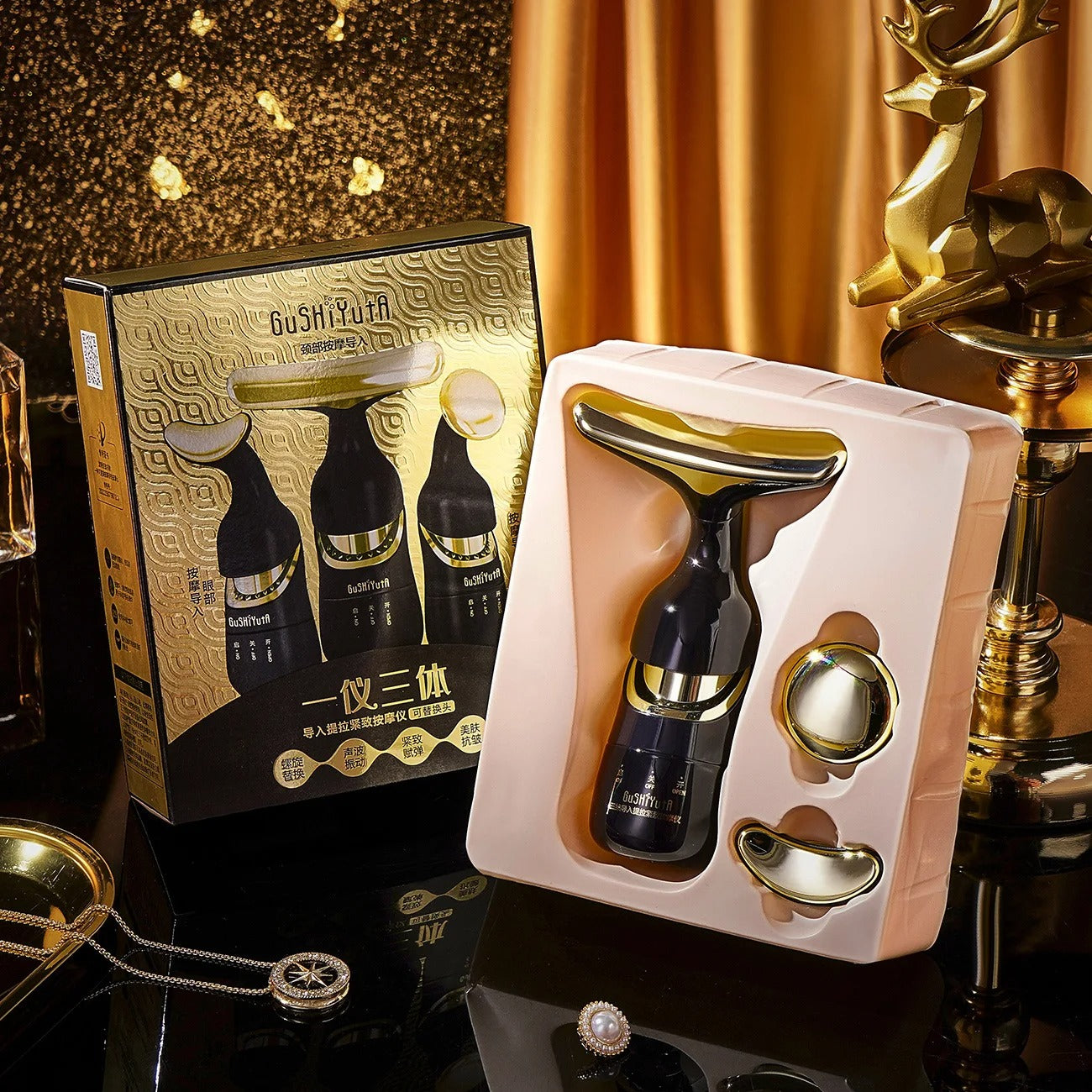 Appareil de levage du visage 3 en 1 Soin des Yeux et du Cou, Anti-Rides – جهاز تدليك الوجه