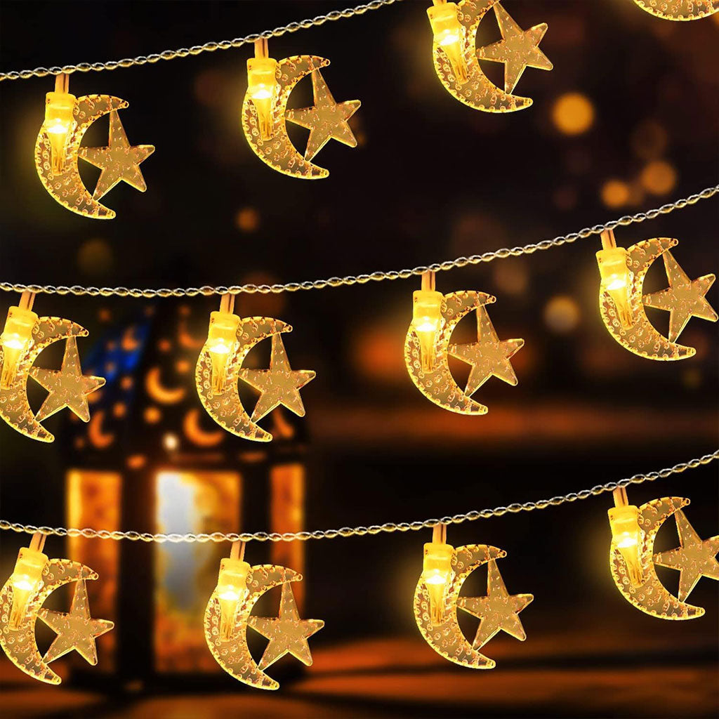 Guirlande Lumineuse LED Lune et Étoiles – سلسلة أضواء على شكل هلال ونجوم للزينة