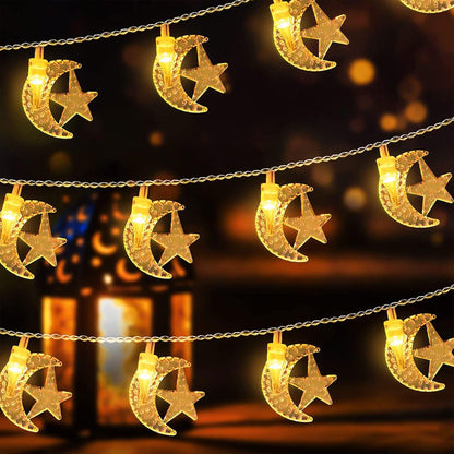 Guirlande Lumineuse LED Lune et Étoiles – سلسلة أضواء على شكل هلال ونجوم للزينة