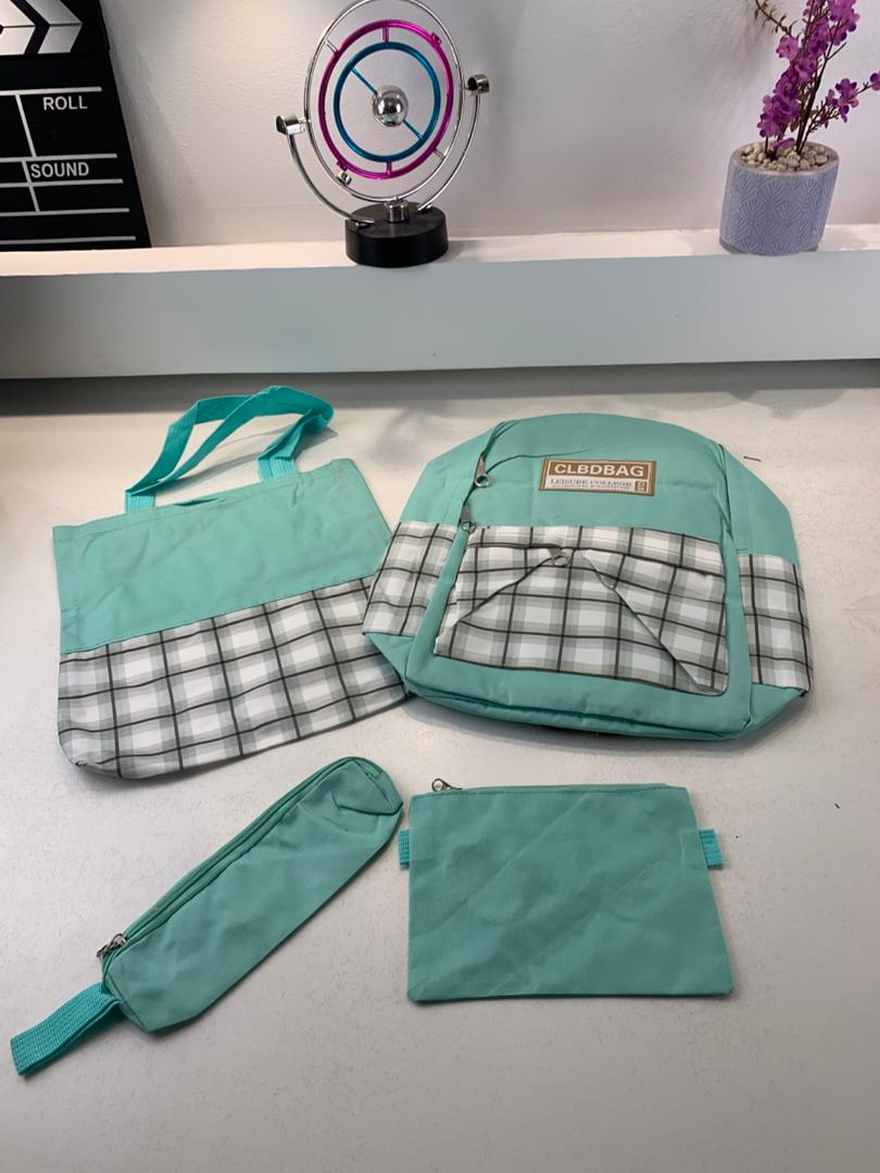 Ensemble de sacs d’école Kawai pour adolescents 4Pcs CLBD V4 Vert – محفظة 4 قطع كاواي أخضر