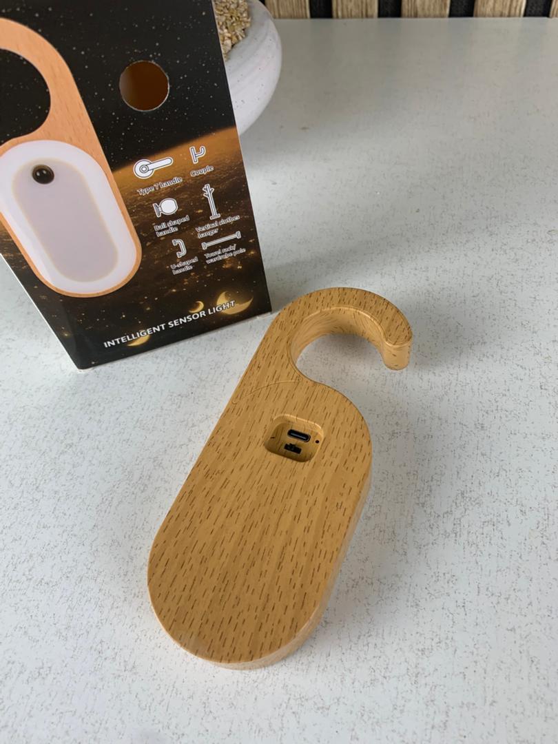 Veilleuse de porte en bois portable avec détecteur de mouvement – مصباح مقبض الباب