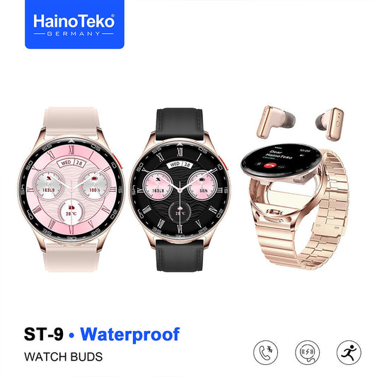 Smartwatch étanche Haino Teko ST-9 avec 3 paires de bracelets et écouteurs intégré – ساعة ذكية أصلية - تنزوت