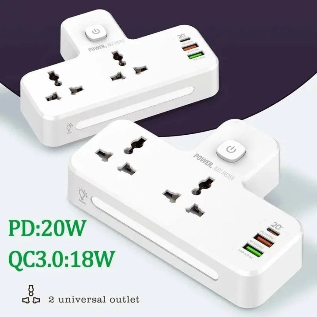 Prise de charge rapide domestique multifonctionnelle avec veilleuse QC 3.0 et système de sécurité enfants - تنزوت