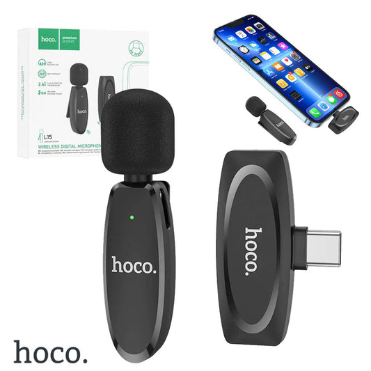 Hoco L15 Microphone Cravate Sans fil Type-C – ميكروفون لاسلكي أصلي تنزوت
