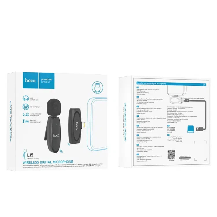 Hoco L15 Microphone Cravate Sans fil IPHONE – ميكروفون لاسلكي أصلي
