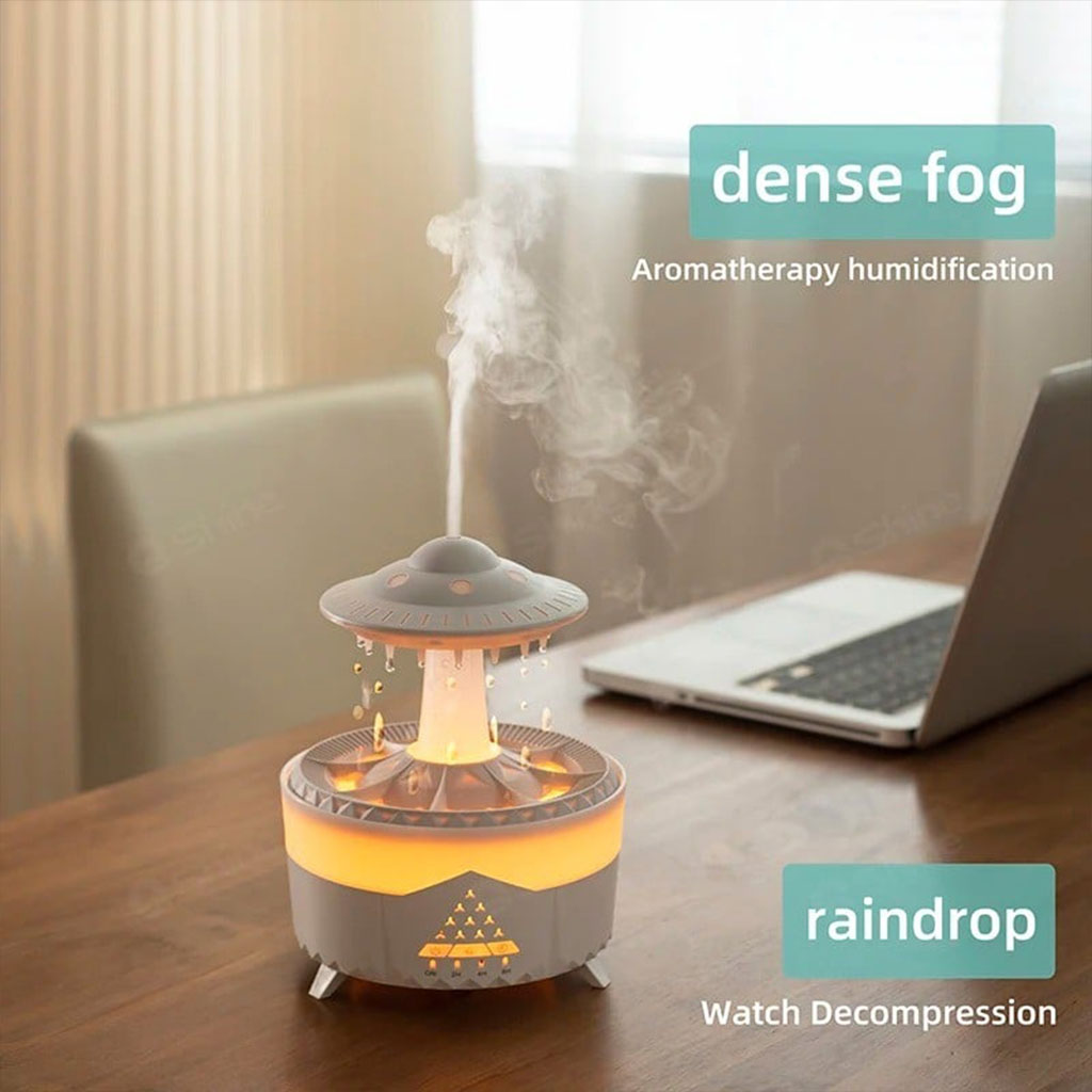 Lampe d’humidification par gouttelettes d’eau 350ML ultrasonique, avec télécommande