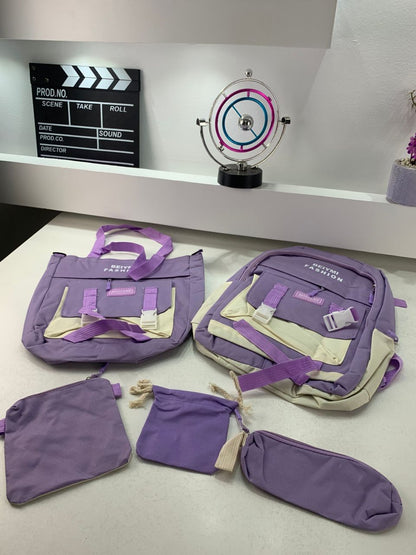 Ensemble de sacs d’école Kawai pour adolescents 5Pcs Bieyoumi Fashion Mauve – محفظة 5 قطع كاواي بنفسجي
