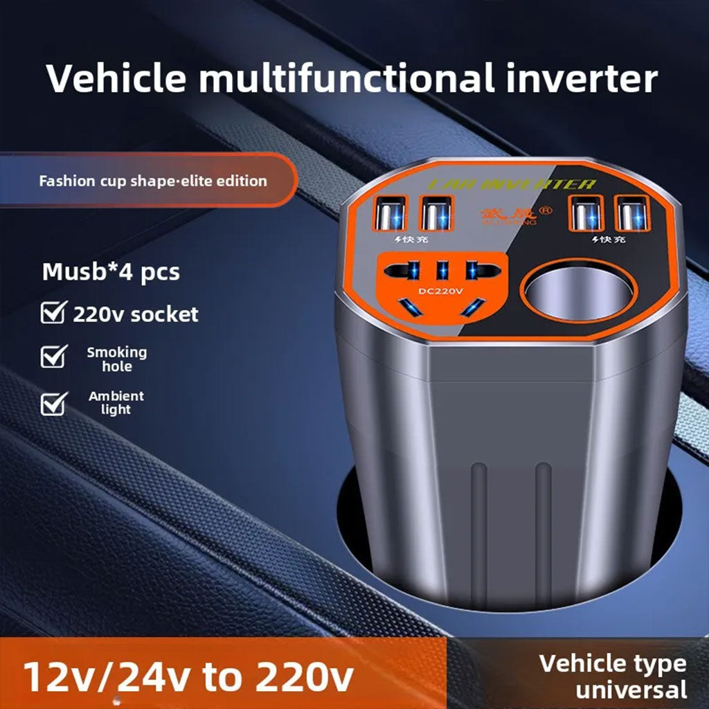 Convertisseur de Puissance pour Voiture 12V/24V vers DC220V Charge Rapide – محول التيار الكهربائي في السيارة