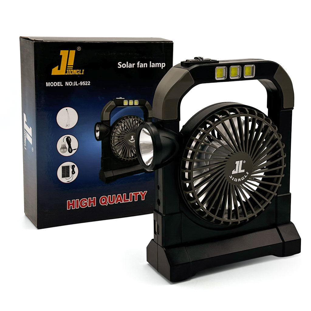 Ventilateur portable rechargeable avec lampe torche JL-9522 – مروحة محمولة مع مصباح تنزوت