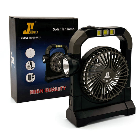 Ventilateur portable rechargeable avec lampe torche JL-9522 – مروحة محمولة مع مصباح تنزوت