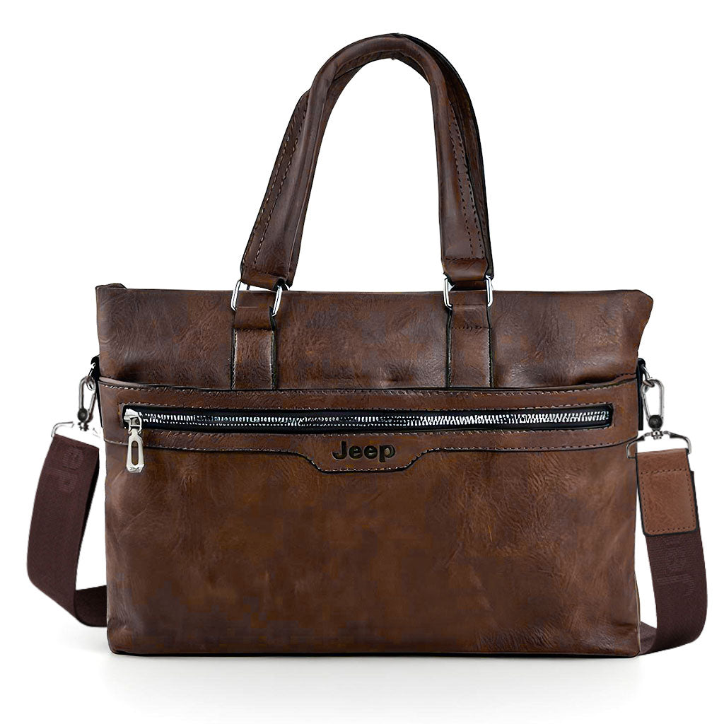Cartable Homme en Simili Cuir Design Élégant Jeep 180551-12 Marron Foncé – حقيبة جلدية لون بني داكن تنزوت