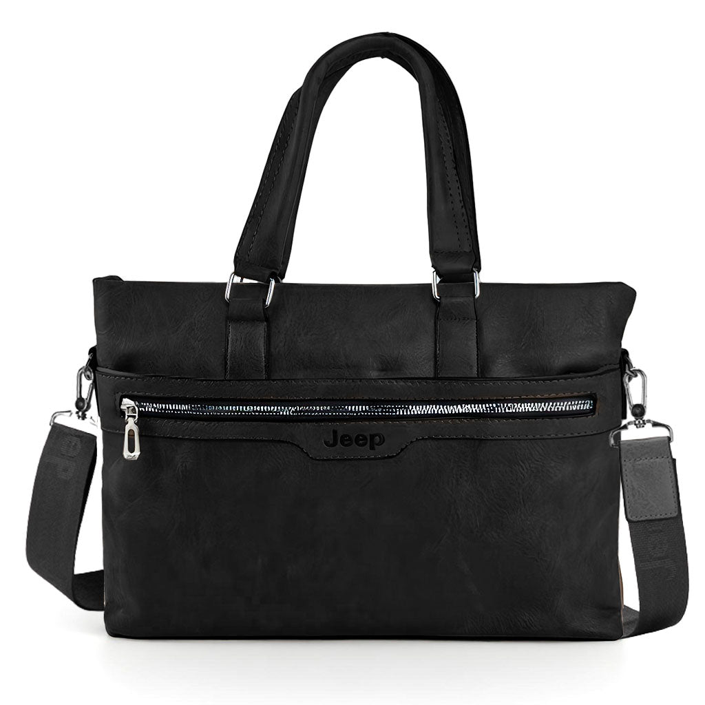 Cartable Homme en Simili Cuir Design Élégant Jeep 180551-12 Noir – حقيبة جلدية لون أسود تنزوت