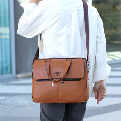 Cartable Homme en Simili Cuir Design Élégant Jeep 180551-6 Marron Clair – حقيبة جلدية لون بني فاتح