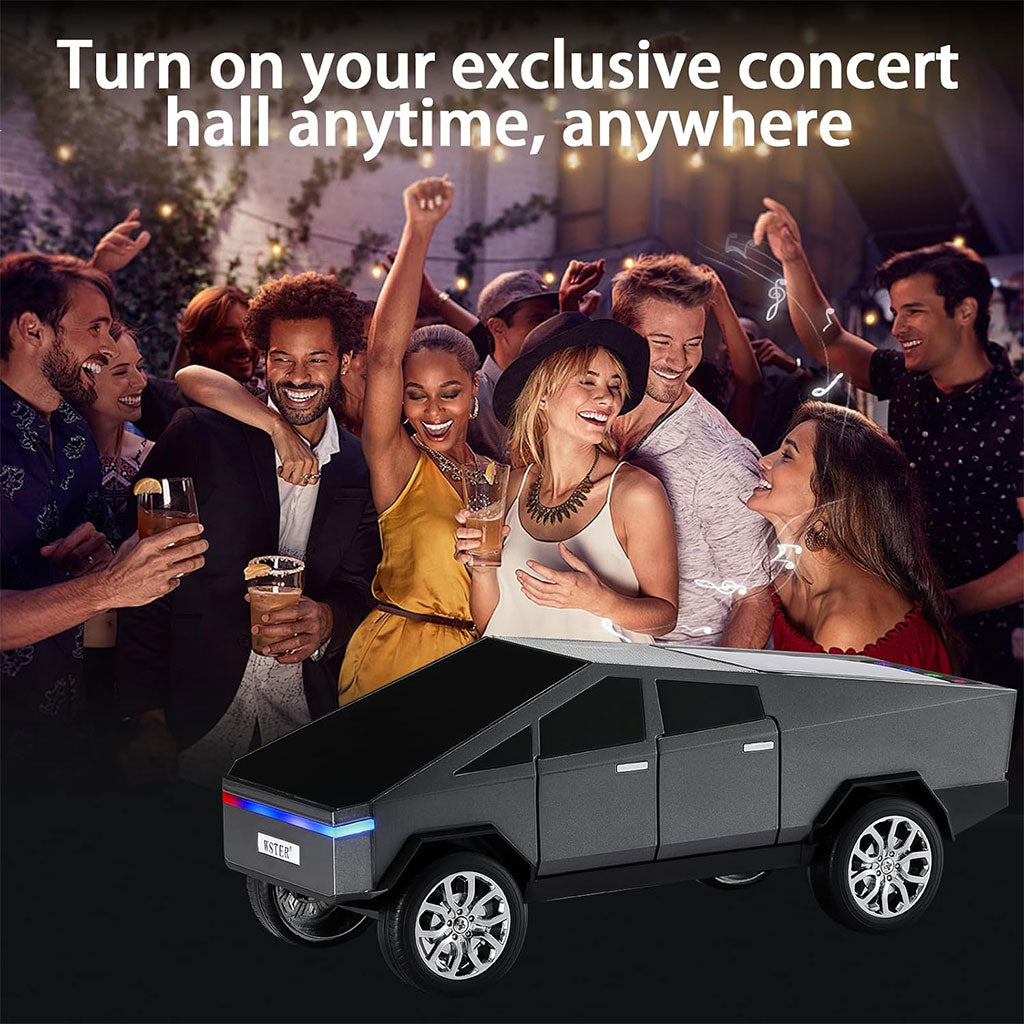 Haut parleur portable Bluetooth en forme de voiture pick-up avec écran et lumière LED festive