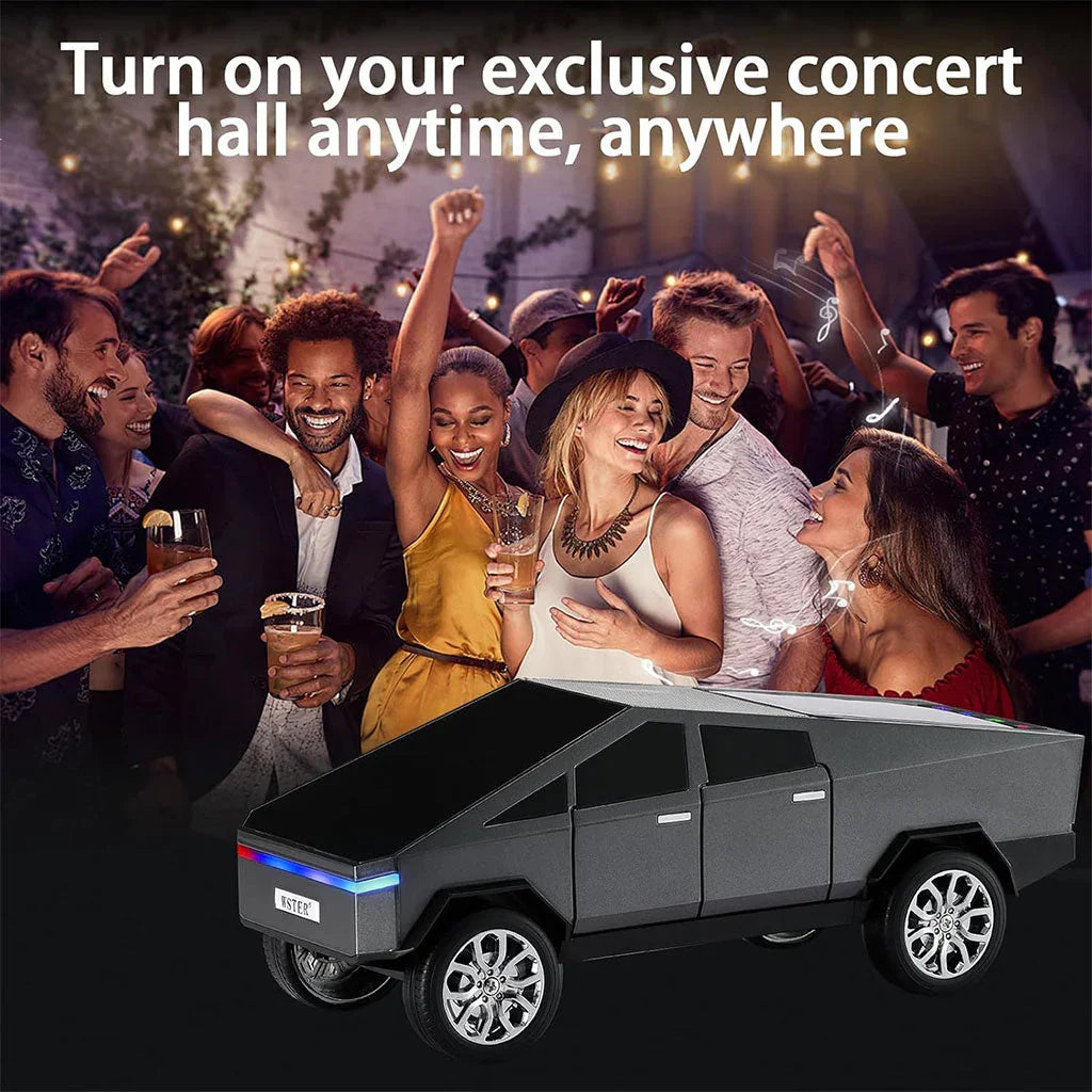 Haut parleur portable Bluetooth en forme de voiture pick-up avec écran et lumière LED festive