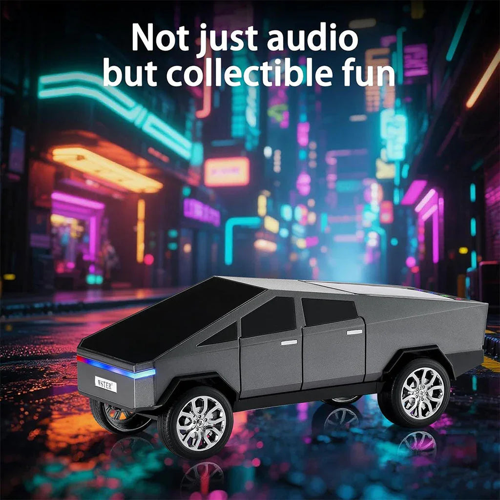 Haut parleur portable Bluetooth en forme de voiture pick-up avec écran et lumière LED festive
