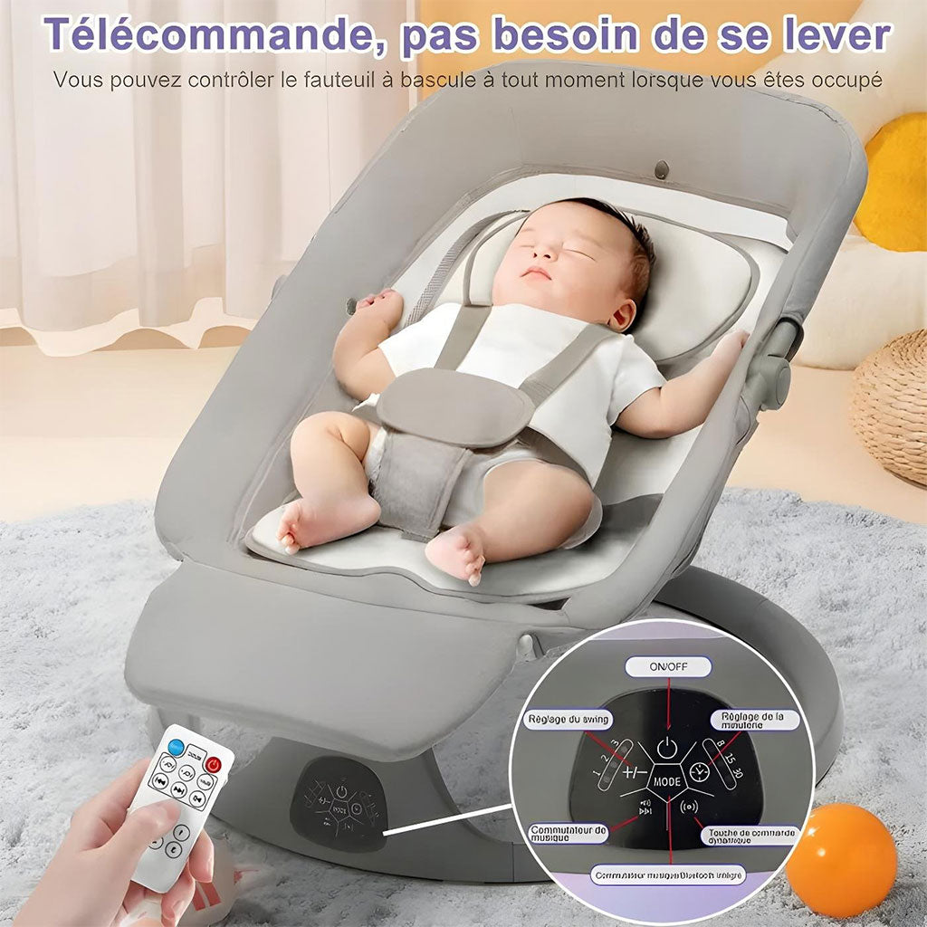 Balancelle et Berceuse Bébé Electrique avec 5 Vitesses de Balancement et Télécommande – سرير هزاز للأطفال