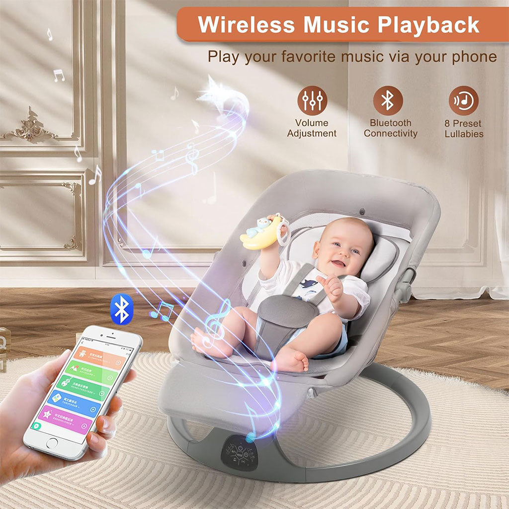 Balancelle et Berceuse Bébé Electrique avec 5 Vitesses de Balancement et Télécommande – سرير هزاز للأطفال
