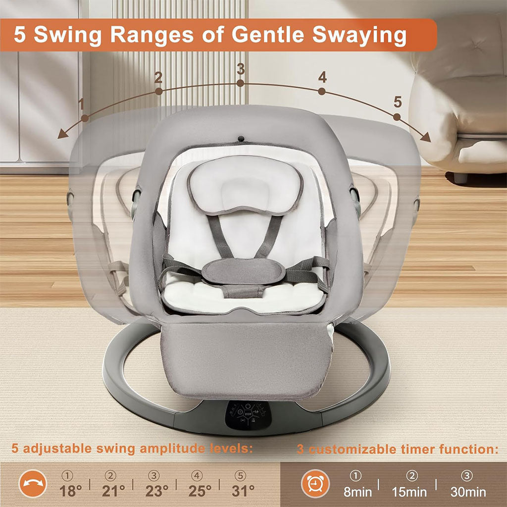 Balancelle et Berceuse Bébé Electrique avec 5 Vitesses de Balancement et Télécommande – سرير هزاز للأطفال