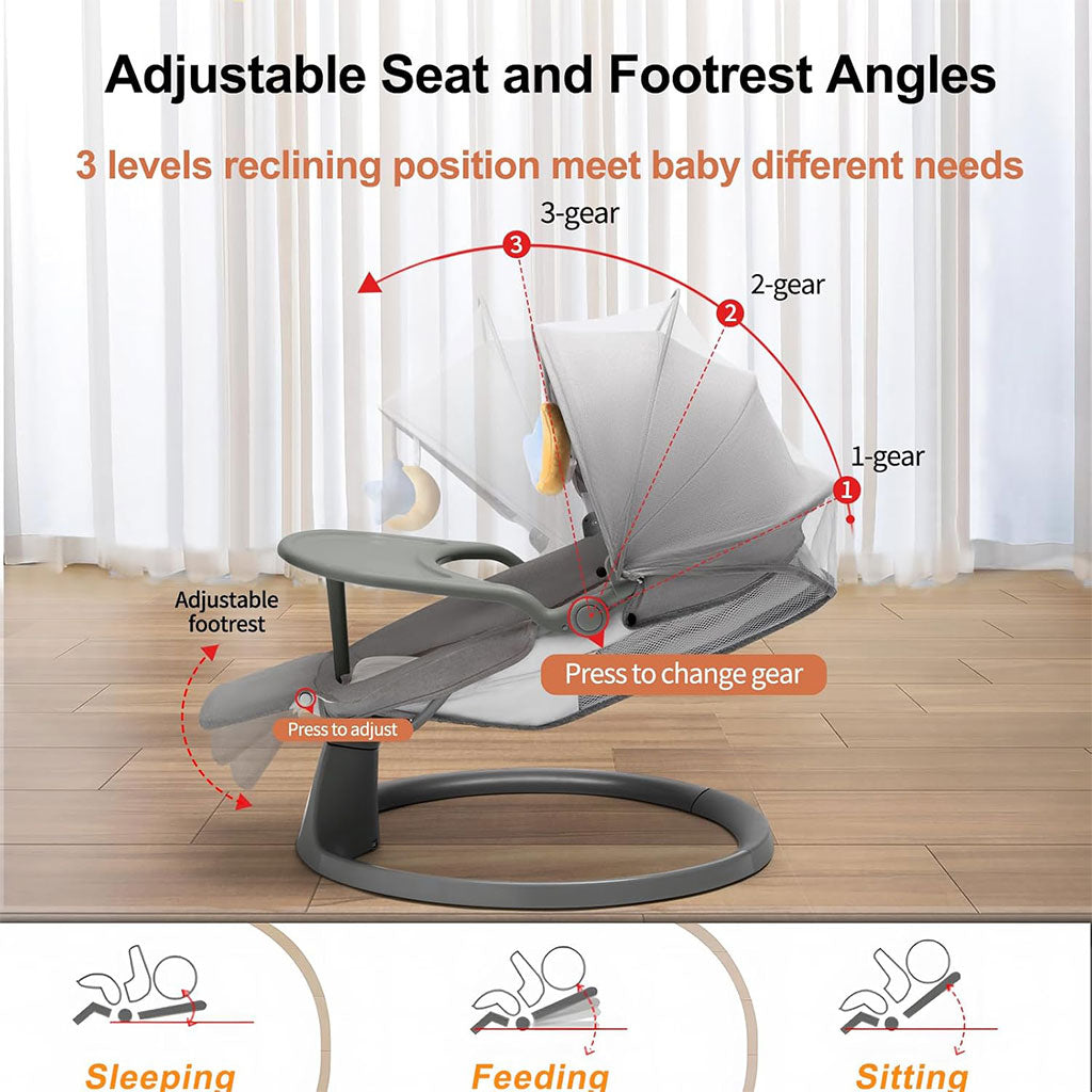 Balancelle et Berceuse Bébé Electrique avec 5 Vitesses de Balancement et Télécommande – سرير هزاز للأطفال