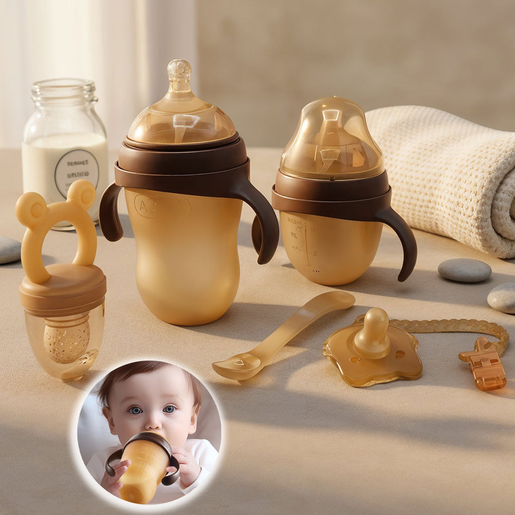 Ensemble pour bébé nouveau-né 6Pcs biberons en silicone sans BPA – طقم أدوات رضيع من السيليكون