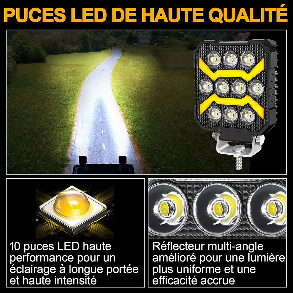 Phare LED Anti-brouillard 1PCS avec 5 Modes d’éclairage 12V-24V IP68 étanche – مصباح عالي السطوع للسيارات والدراجات النارية