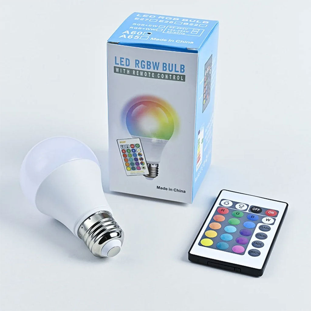 Ampoule LED RGBW E27 à intensité variable 16 couleurs – مصباح بأضواء ملونة