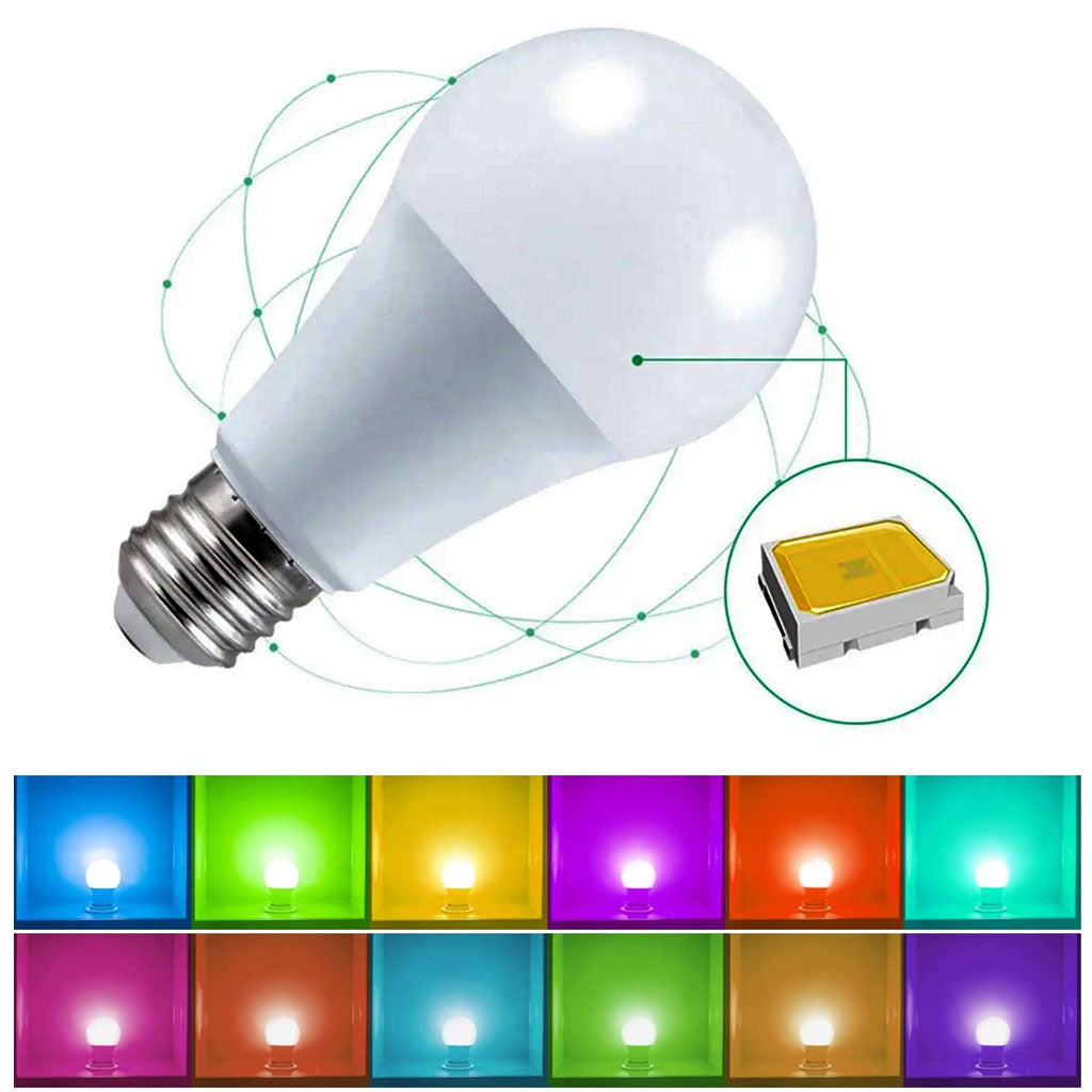 Ampoule LED RGBW E27 à intensité variable 16 couleurs – مصباح بأضواء ملونة