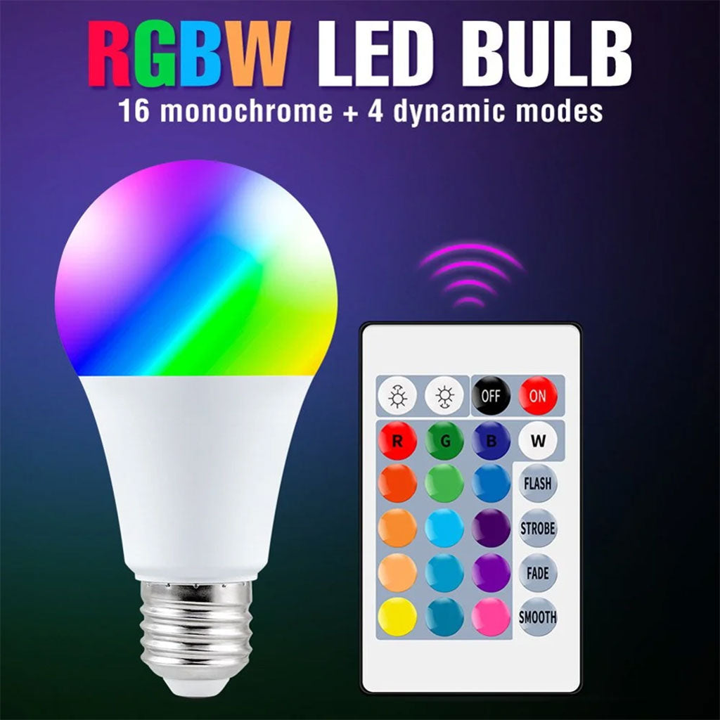 Ampoule LED RGBW E27 à intensité variable 16 couleurs – مصباح بأضواء ملونة