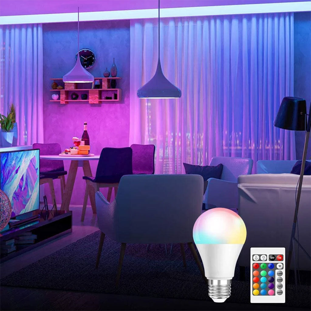 Ampoule LED RGBW E27 à intensité variable 16 couleurs – مصباح بأضواء ملونة