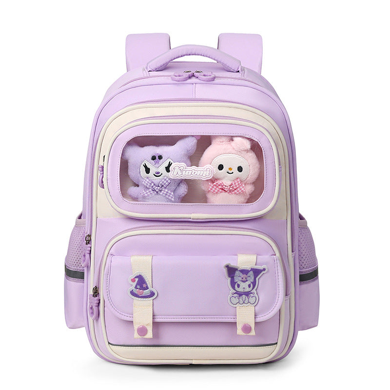 Sac à Dos Enfant Ludique avec Plusieurs Compartiment et un Peluche LM-5122 Bleu Nuit et Mauve – حقيبة ظهر للأطفال أزرق ليلي وبنفسجي