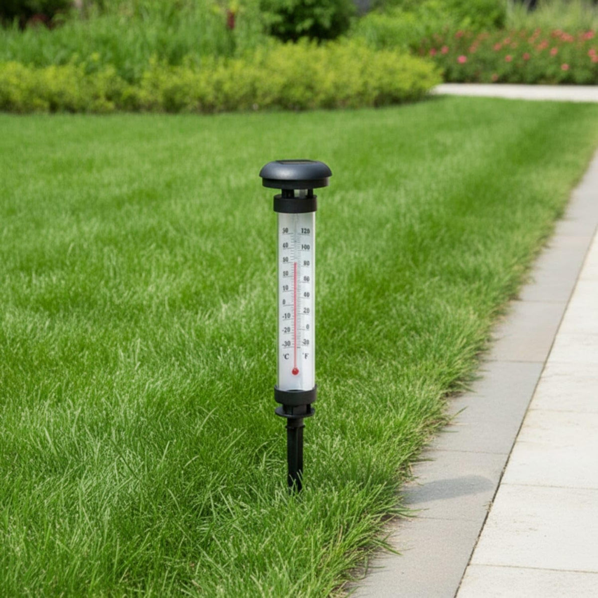 Lampe Solaire de Jardin avec Thermomètre Extérieur 2 Pièces - مصباح حديقة شمسي مع مقياس درجة الحرارة قطعتان