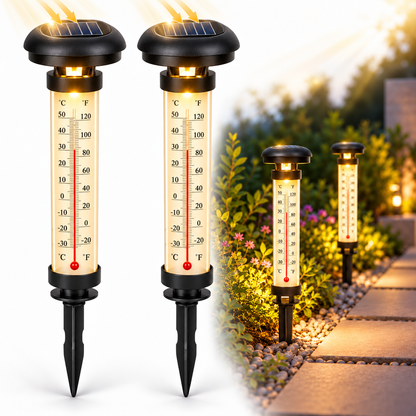 Lampe Solaire de Jardin avec Thermomètre Extérieur 2 Pièces - مصباح حديقة شمسي مع مقياس درجة الحرارة قطعتان