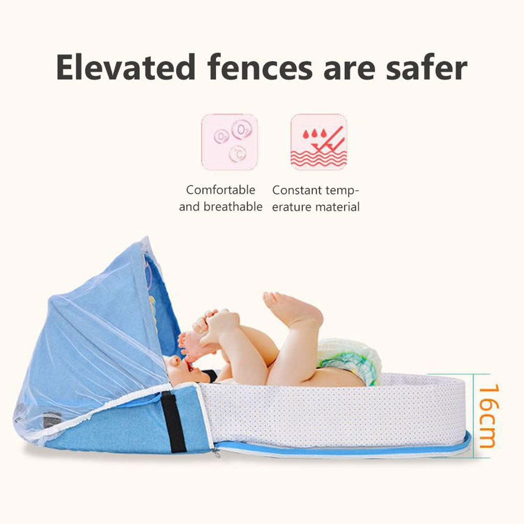 Lit et sac à langer pour enfants avec moustiquaire et auvent – سرير أطفال سهل النقل مع ناموسية مدمجة