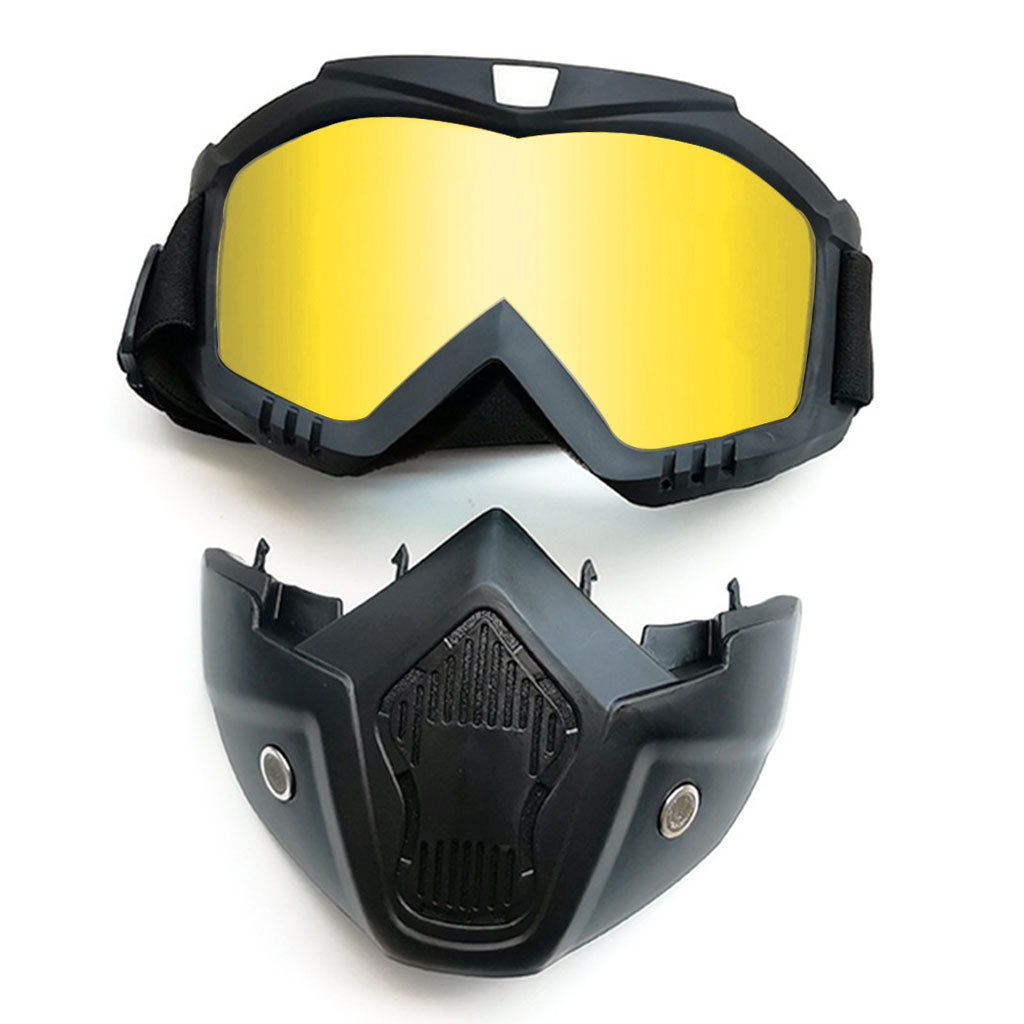 PACK Casque Moto avec Lunettes Amovibles + Gants Anti-dérapants avec conception d’amortissement
